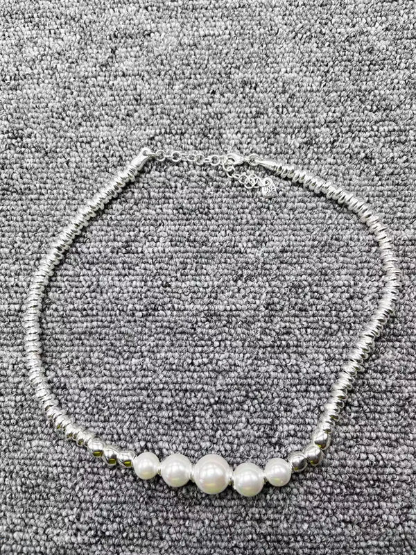 UNOde50 Pearl Silver Bead Necklace Party Holiday Gift