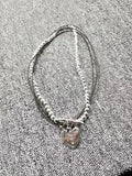 Silver Heart Necklace Jewelry Gift 925 Silver Rope Beaded