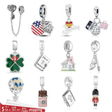 Spain Flag Art House Travel Bead Fit Pendant Charms Silver 925 Bracelet Necklace