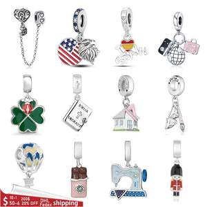 Spain Flag Art House Travel Bead Charms Silver 925 Jewelry