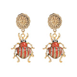 Vintage Ladybug Drop Earrings for Women