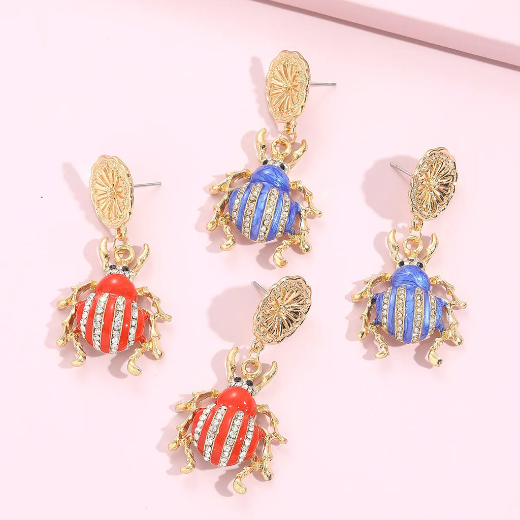 Vintage Ladybug Drop Earrings for Women