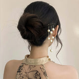Vintage Hairpin Pearl Beaded Tassel Chinese Retro Headwear