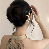 Vintage Hairpin Pearl Beaded Tassel Chinese Retro Headwear