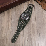Vintage Hand Stitched Cowhide Watch Accessories Exaggerated Men Leather Bracelet