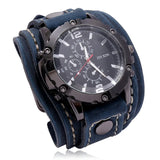 Vintage Hand Stitched Cowhide Watch Accessories Exaggerated Men Leather Bracelet