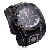 Vintage Hand Stitched Cowhide Watch Accessories Exaggerated Men Leather Bracelet