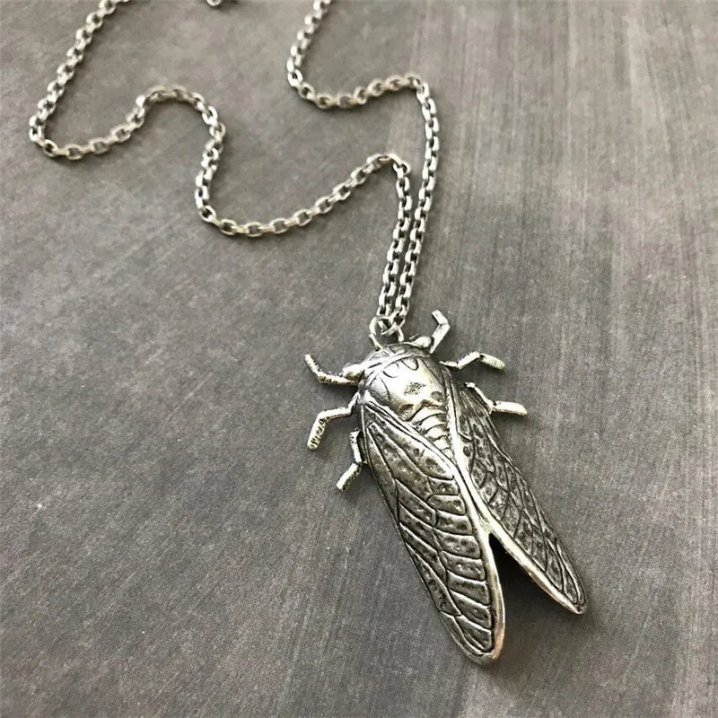 Vintage Cicada Pendant Necklace Unisex Men's Gift