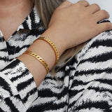 Vintage Stainless Steel Zircon Handcuff Bracelet - 18k Plated