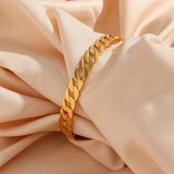 Vintage Stainless Steel Zircon Handcuff Bracelet - 18k Plated