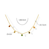 Zircon Pendant Necklace For Women Stainless Steel Chain