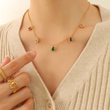 Zircon Pendant Necklace For Women Stainless Steel Chain