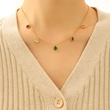 Zircon Pendant Necklace For Women Stainless Steel Chain