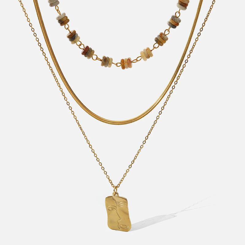 Waterproof 18K Plated Stainless Steel Girl Pendant Necklace