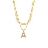 Waterproof Stainless Steel 18K Plated Simulated Pearl Letter Necklace