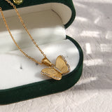 Waterproof Butterfly Pendant Necklace 18K Plated Stainless Steel