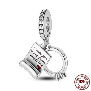 Wedding Marriage Dangle Charm for Bracelet Necklace Silver 925