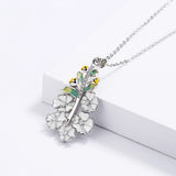 Silver Epoxy Flower Pendant Necklace for Women