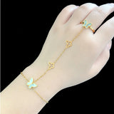 Shell Butterfly Bracelet Ring Titanium Steel Adjustable Ring