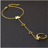 Shell Butterfly Bracelet Ring Titanium Steel Adjustable Ring