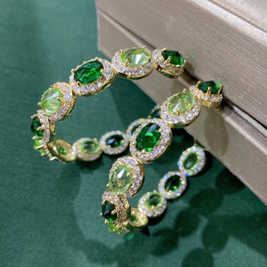 Green Zircon Hoop Earrings Wedding Jewelry