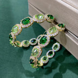 Green Zircon Hoop Earrings Wedding Jewelry