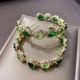 Green Zircon Hoop Earrings Wedding Jewelry