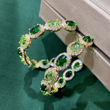 Green Zircon Hoop Earrings Wedding Jewelry