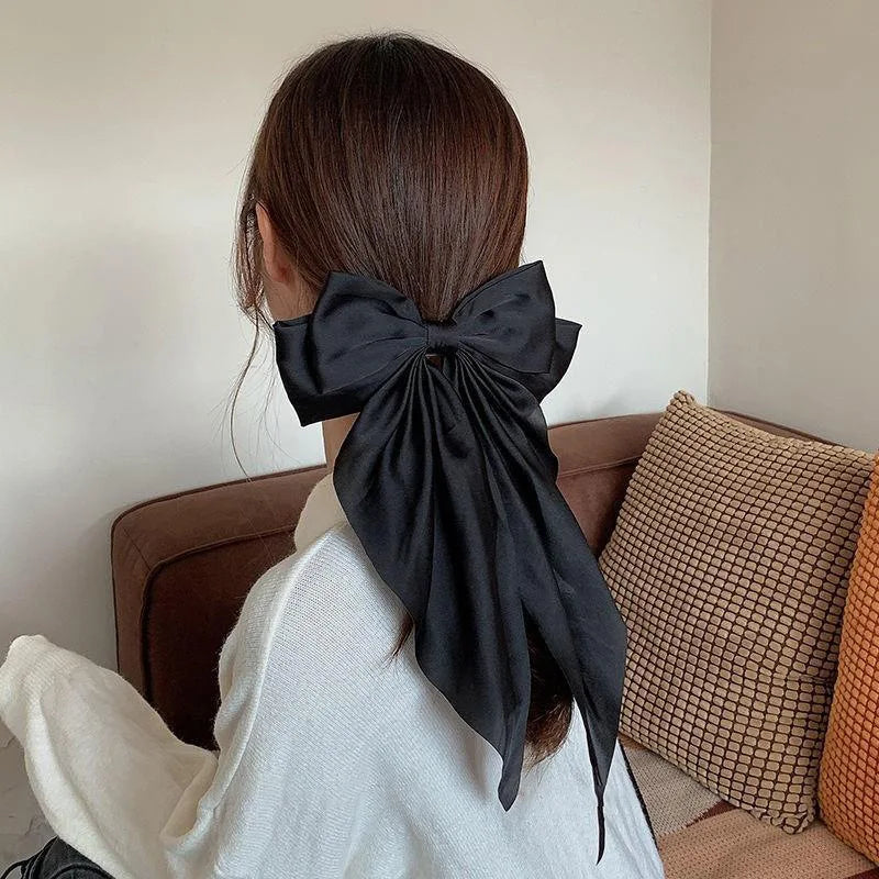 Women Large Bow Hairpin Chiffon Big Bowknot Stain Bow Barrettes