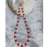Red Natural Stone Beads Necklace Freshwater Choker for Wedding