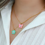 Y2K Flower Butterfly Pendant Necklace Stainless Steel Jewelry