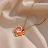 Y2K Flower Butterfly Pendant Necklace Stainless Steel Jewelry