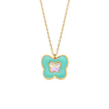 Y2K Flower Butterfly Pendant Necklace Stainless Steel Jewelry