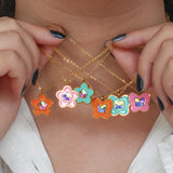 Y2K Flower Butterfly Pendant Necklace Stainless Steel Jewelry