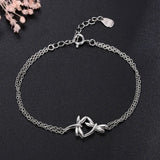 Dragonfly Double Chains Adjustable Bracelet 925 Sterling Silver