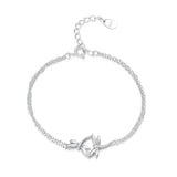 Dragonfly Double Chains Adjustable Bracelet 925 Sterling Silver
