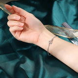 Dragonfly Double Chains Adjustable Bracelet 925 Sterling Silver