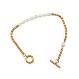 Fine Polished Woven Chain Pearl Bracelet for Women
