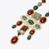 Colorful Resin Stone Pendant Necklace Ethnic Statement Maxi Long