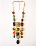 Colorful Resin Stone Pendant Necklace Ethnic Statement Maxi Long