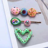 Colorful Acrylic Heart Hair Clips Crystal Hairpins Barrettes Hair Jewelry