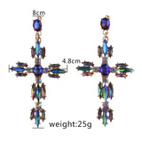 Baroque Crystal Cross Dangle Earrings Statement Indian Jewelry
