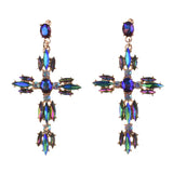 Baroque Crystal Cross Dangle Earrings Statement Indian Jewelry