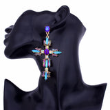 Baroque Crystal Cross Dangle Earrings Statement Indian Jewelry