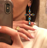 Baroque Crystal Cross Dangle Earrings Statement Indian Jewelry