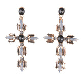 Baroque Crystal Cross Dangle Earrings Statement Indian Jewelry