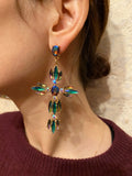 Baroque Crystal Cross Dangle Earrings Statement Indian Jewelry