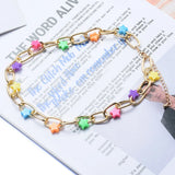 Metal Link Charm Necklace With Star Pendants Girls
