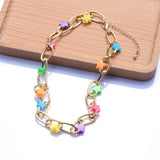 Metal Link Charm Necklace With Star Pendants Girls