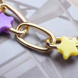 Metal Link Charm Necklace With Star Pendants Girls
